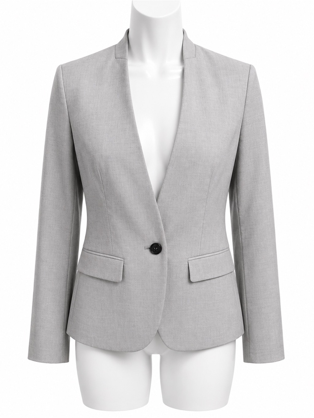 Zara Light blue with navy lining Single-Button Notchless Blazer